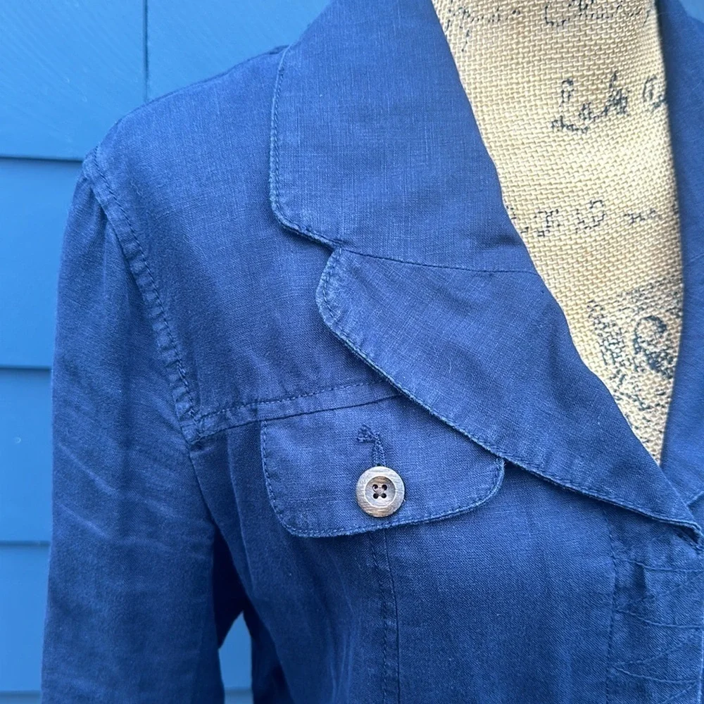 💙💙💙Vintage Merona blue linen medium blazer jacket lightweight